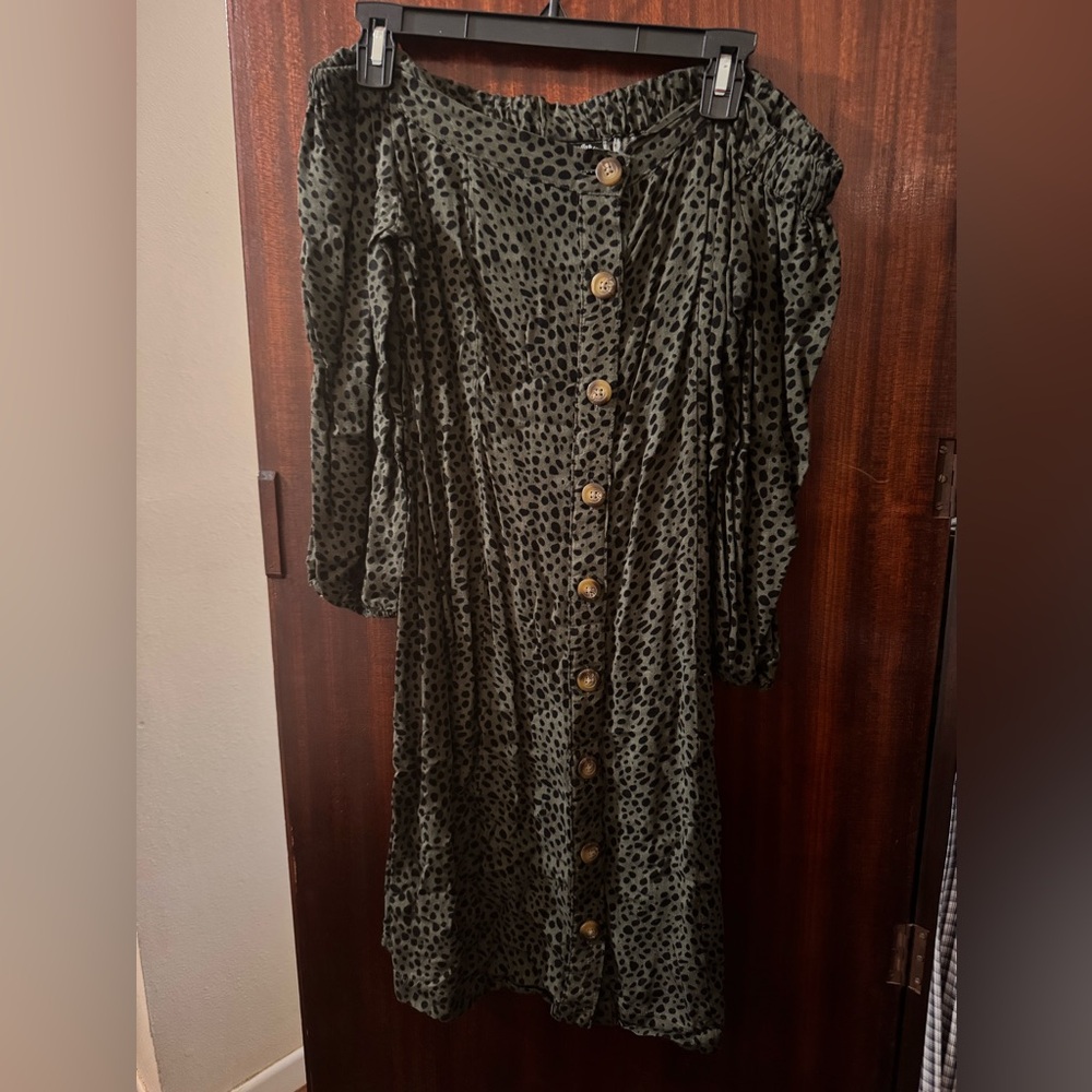Stylish Green Polka Dot Dress